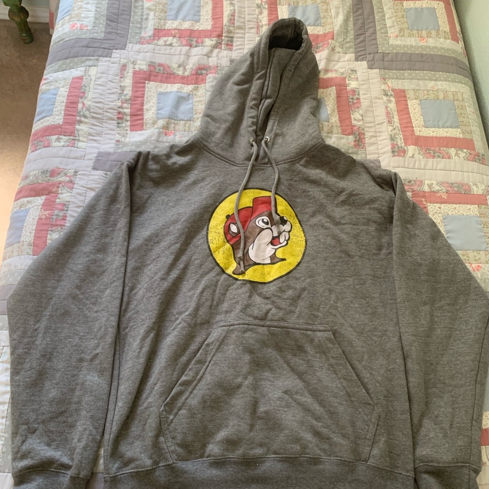 Gray Hoodie with Bucees Graphic